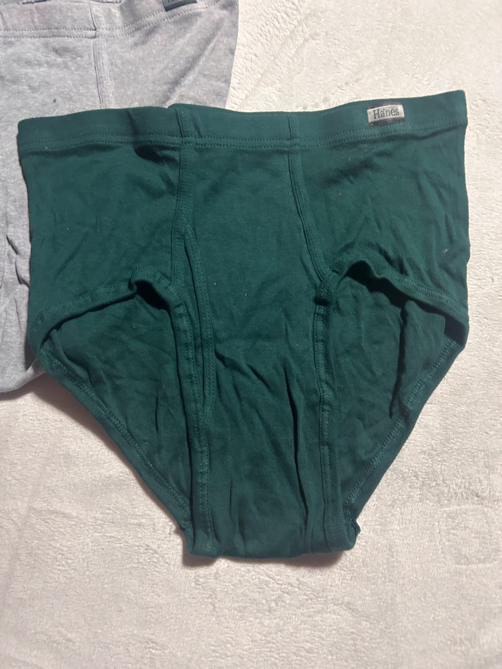 Hanes Briefs 3 Pack - Green & Gray Comfortable Cotton Briefs - Picture 2 of 6